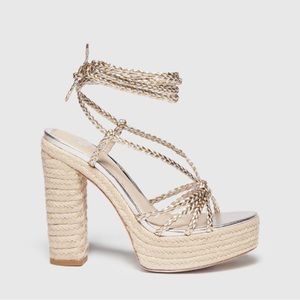 Paige Metallic Lace-up Platform Sandals